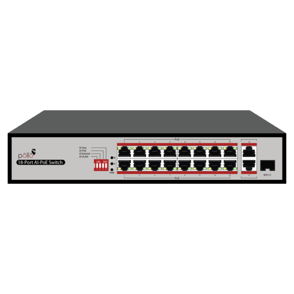 Pollo PLN-1116MGB-SFP 16 port AI POE Switch