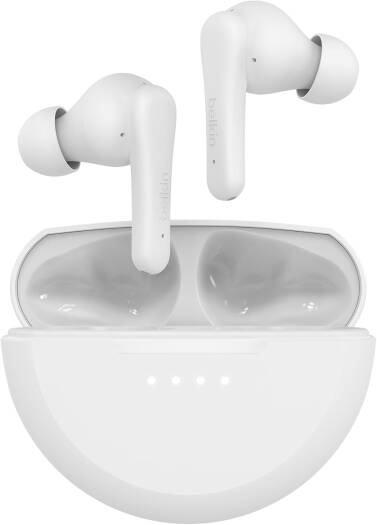 Belkin SoundForm Rhythm True Wireless Earbuds with Built-in Microphone, USB-C Fast Charging, 28H Battery Life, IPX5 Water Resistance